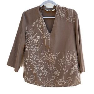 J. Jill Women’s size M 65% silk 35% cotton tunic top brown Lagenlook Cot…